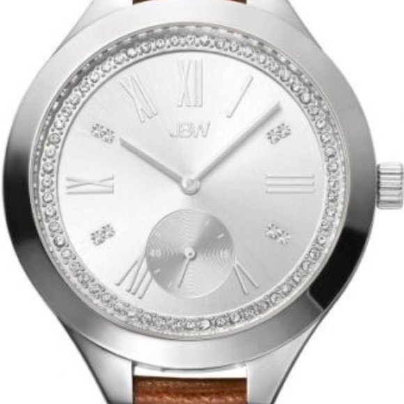 $900 MSRP~JBW Aria Diamond Dial Brown Calfskin Leather Strap Ladies Watch- DESC. - Picture 1 of 3